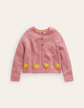 Gilet brodé-Poussins rose amande