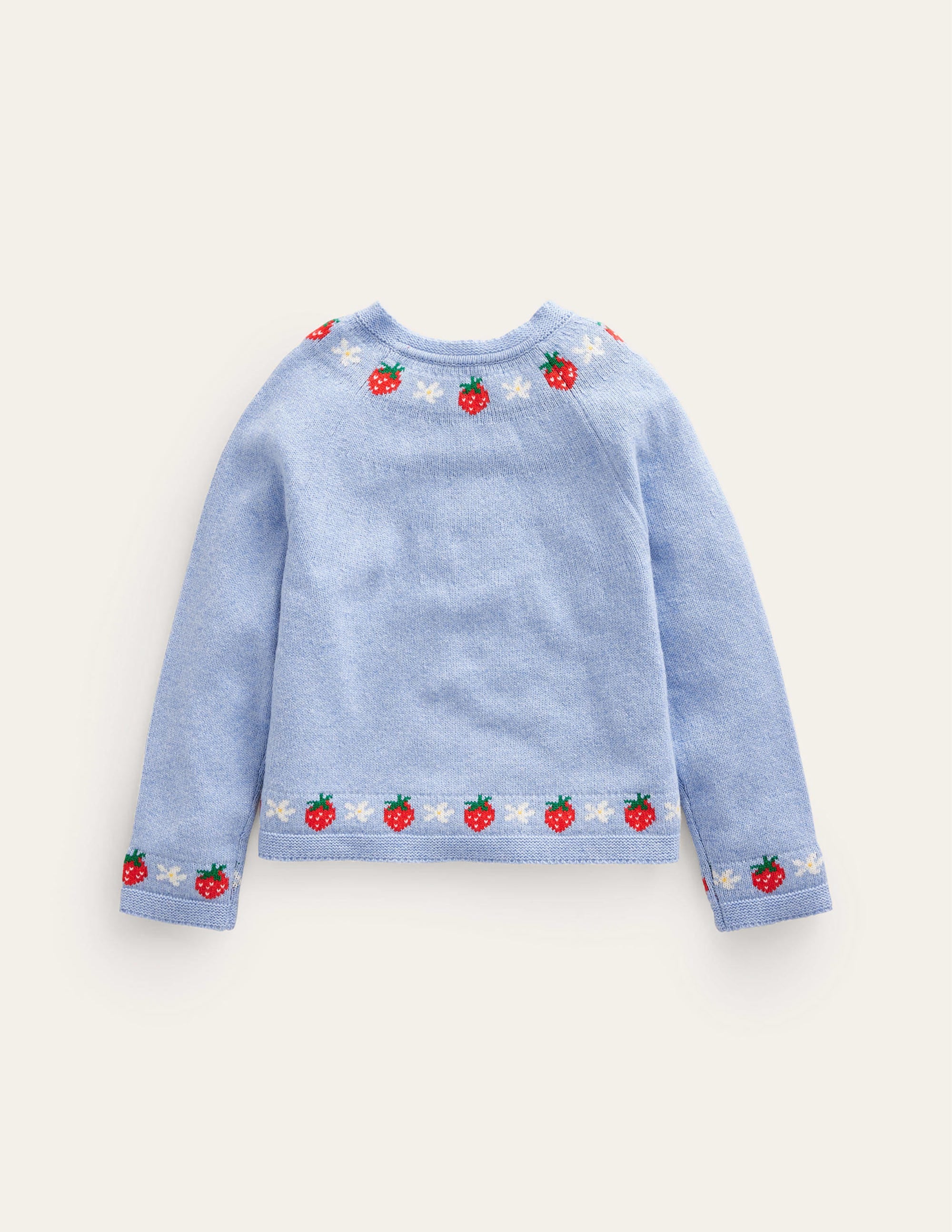 Embroidered Cardigan-Vintage Blue Strawberries - Image 2