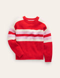 Pull rayé en maille-Rouge coquelicot