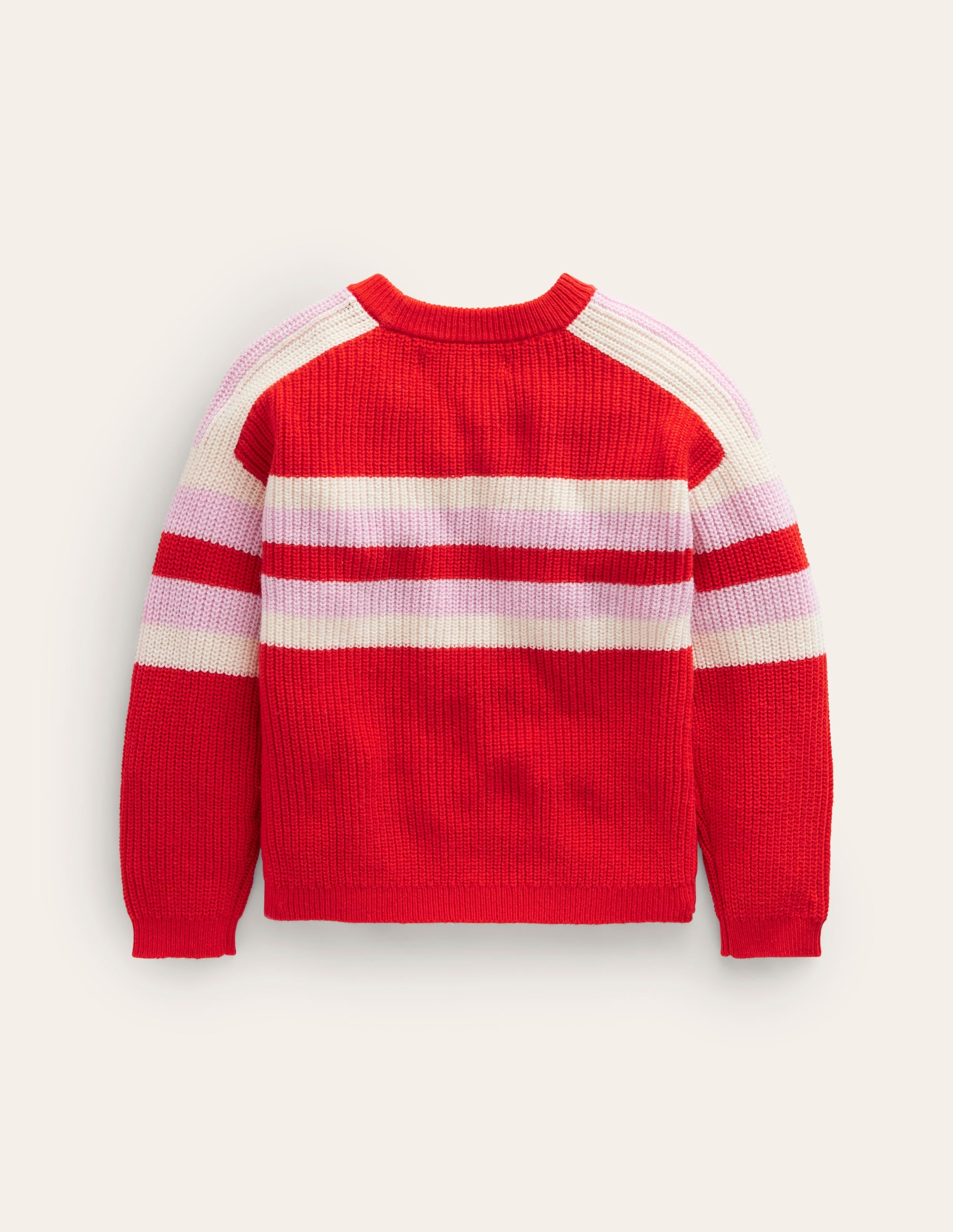 Pull rayé en maille-Rouge coquelicot - Image 2