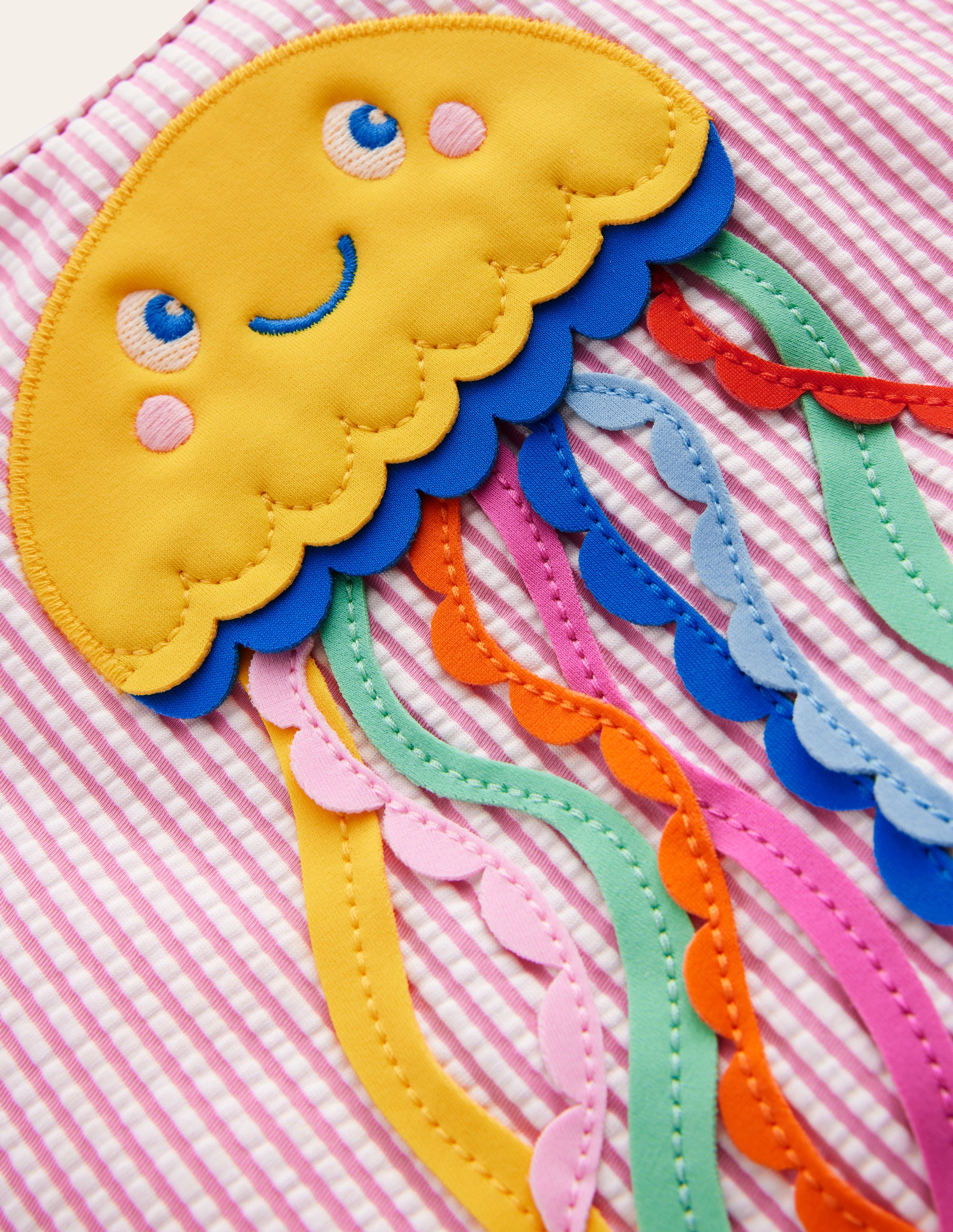 Logo Flutter Sleeve Swimsuit-Pink Ticking Jellyfish - Image 3