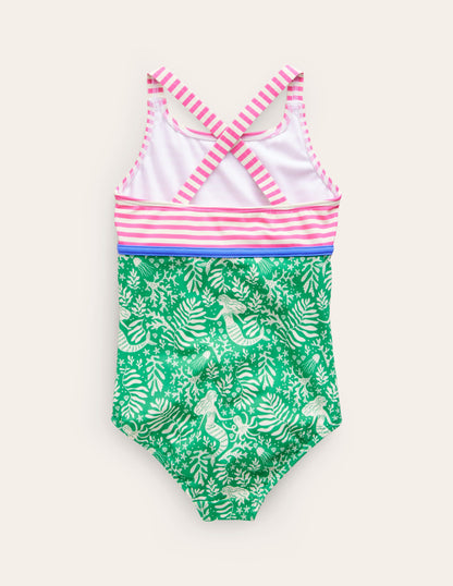 Maillot de bain motif pêle-mêle-Rose, sirènes vertes-2