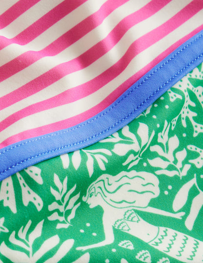 Maillot de bain motif pêle-mêle-Rose, sirènes vertes-3