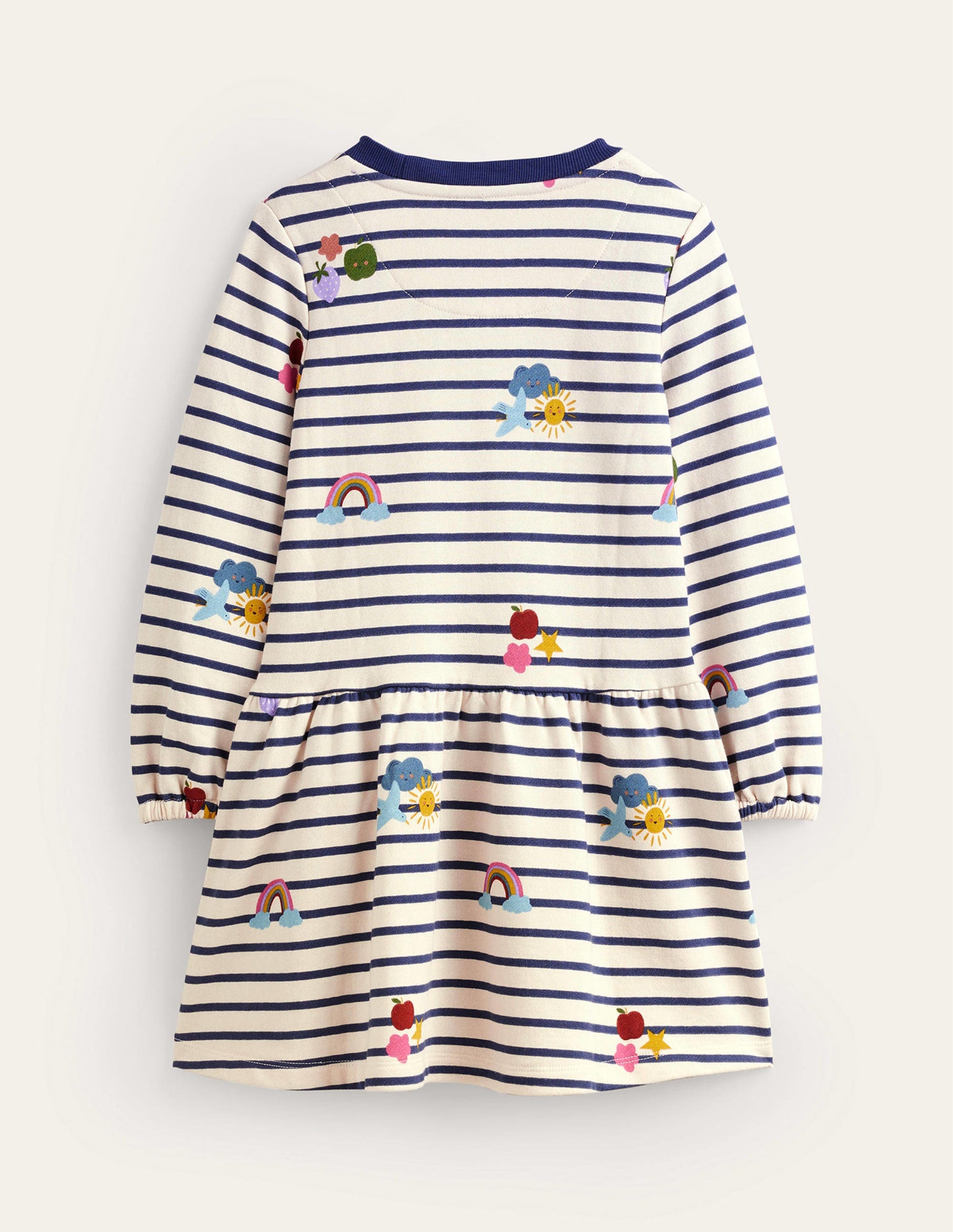 Printed Sweatshirt Dress-Stripe Rainbow Clouds-2