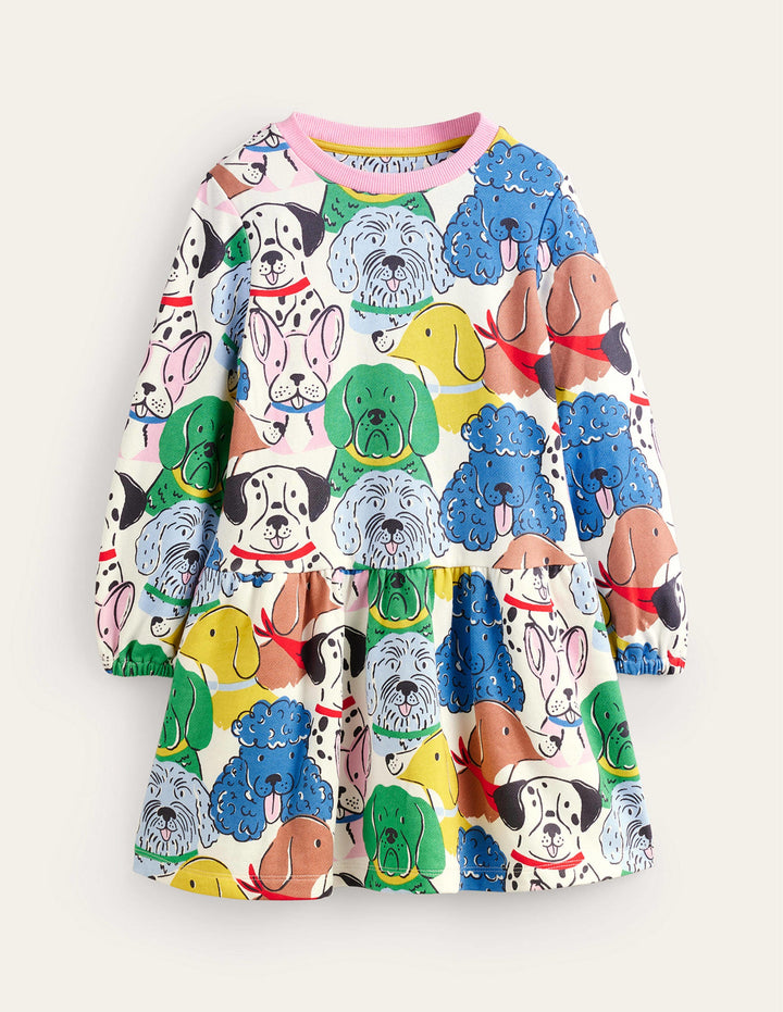 Printed Sweatshirt Dress-Multi Dogs