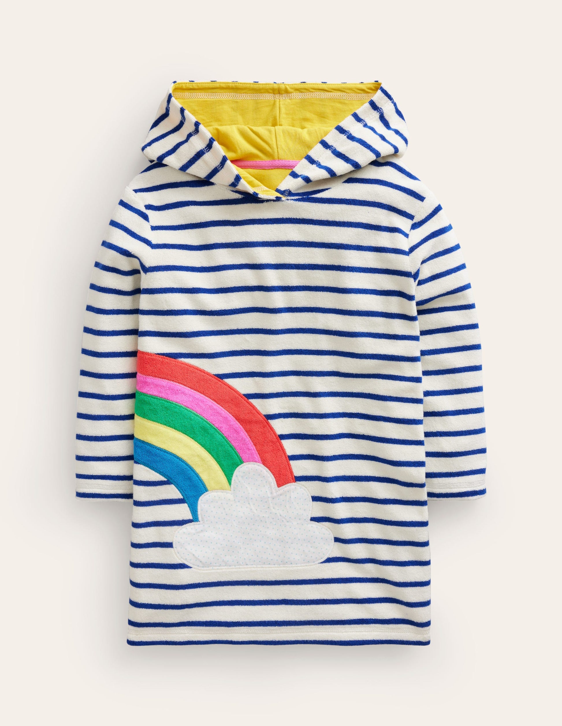 Frottee-Badeponcho mit Applikation-Naturweiß/Chelsea Blau Regenbogen-1