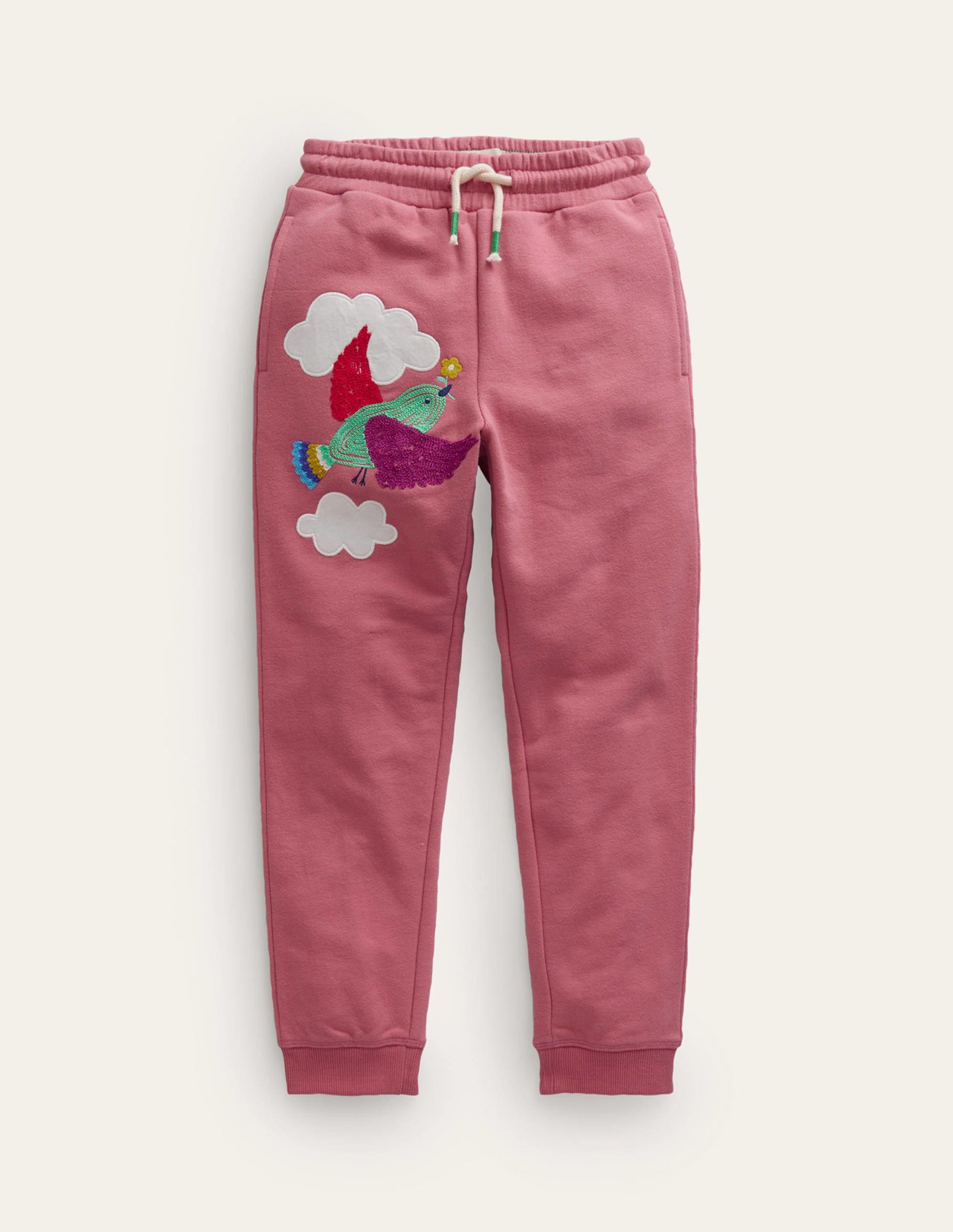 Bas de jogging à appliqué-Oiseau rose cosmos - Image 1