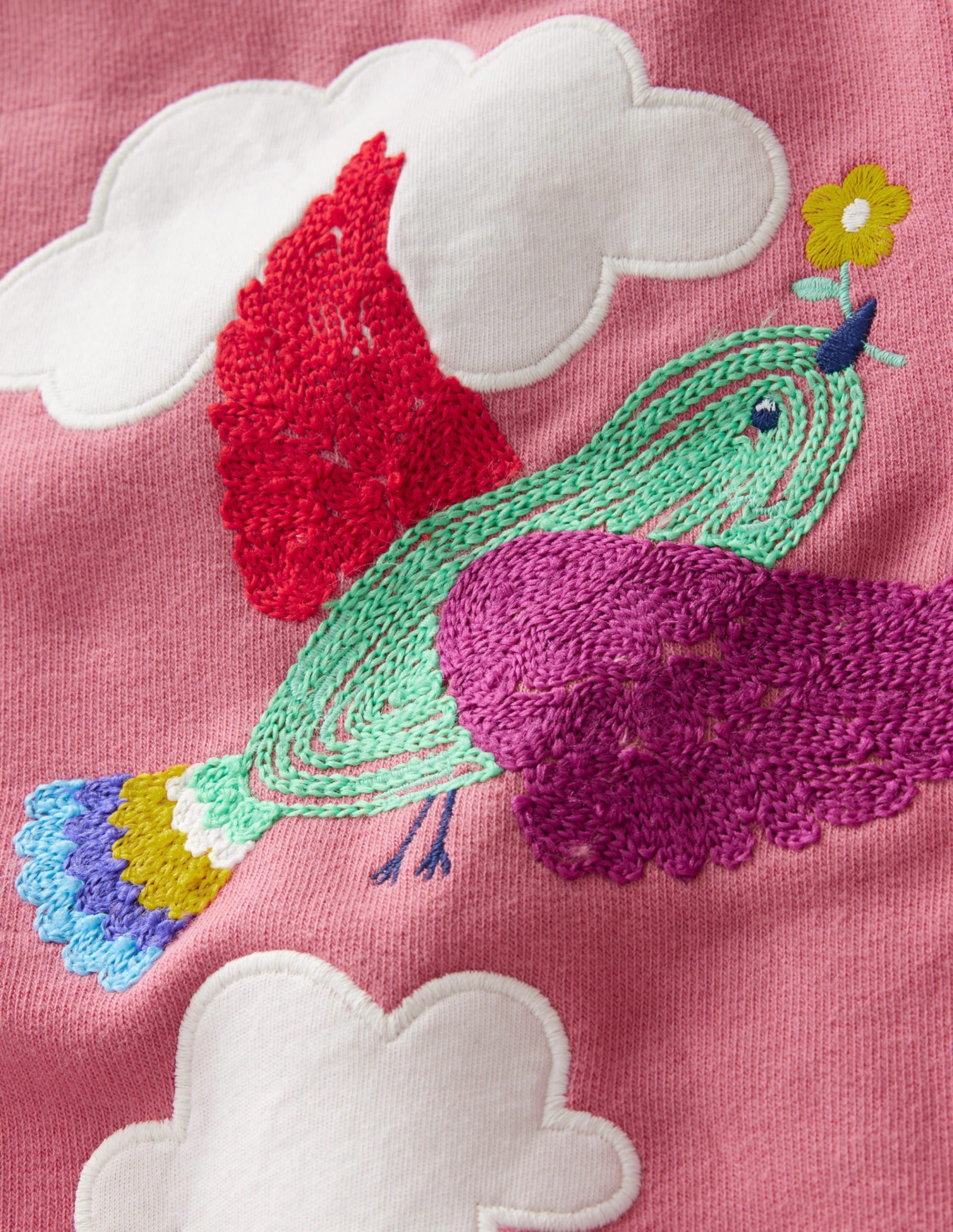 Bas de jogging à appliqué-Oiseau rose cosmos - Image 3