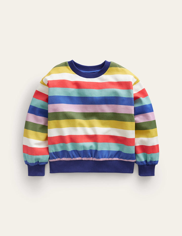 Printed Relaxed Sweatshirt-Multi Stripe