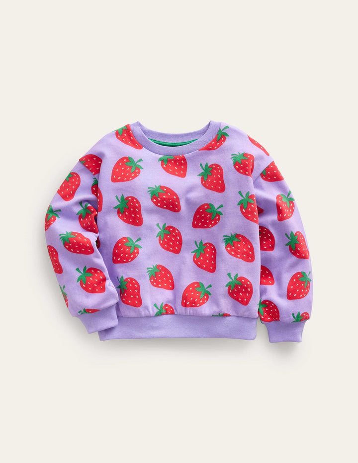 Printed Relaxed Sweatshirt-Parma Violet Strawberries