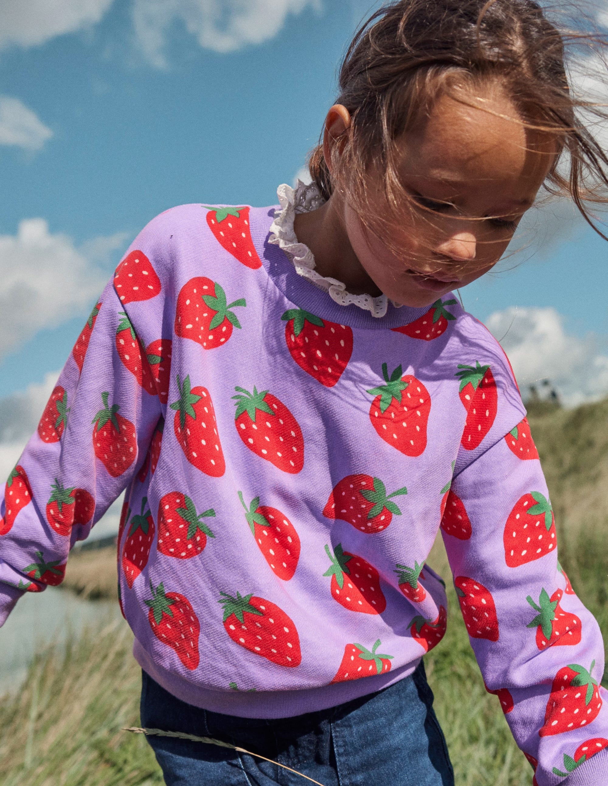 Sweat imprimé décontracté-Fraises parme - Image 4