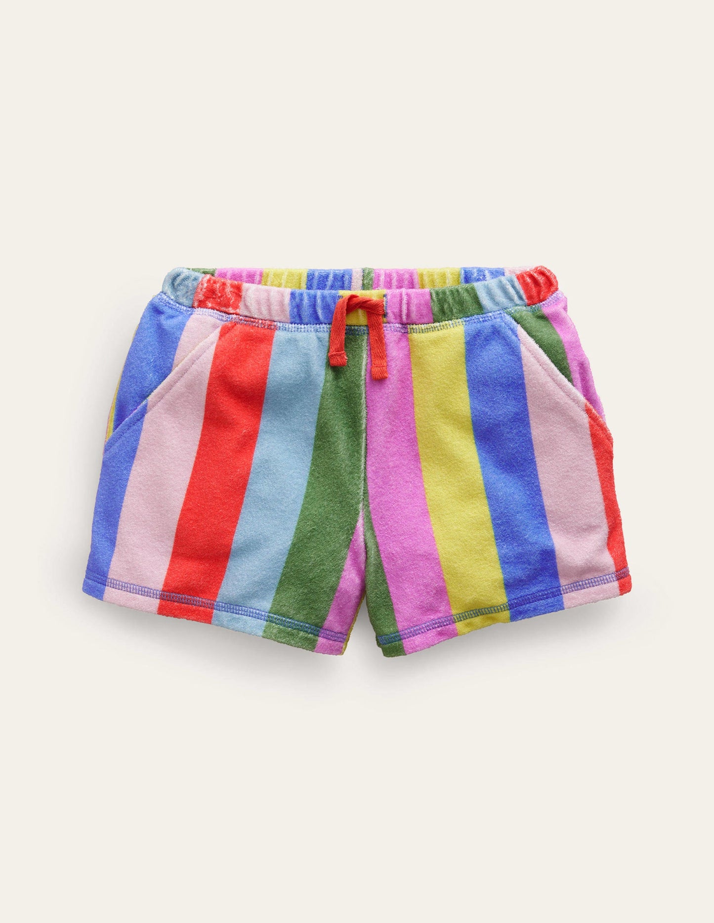 Printed Towelling Shorts-Multi Rainbow Stripe