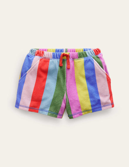 Frottee-Shorts mit Muster-Bunt Regenbogen Gestreift