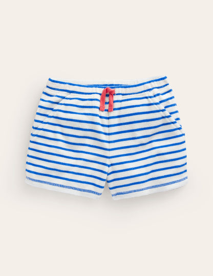 Frottee-Shorts mit Muster-Saphirblau/Vanille