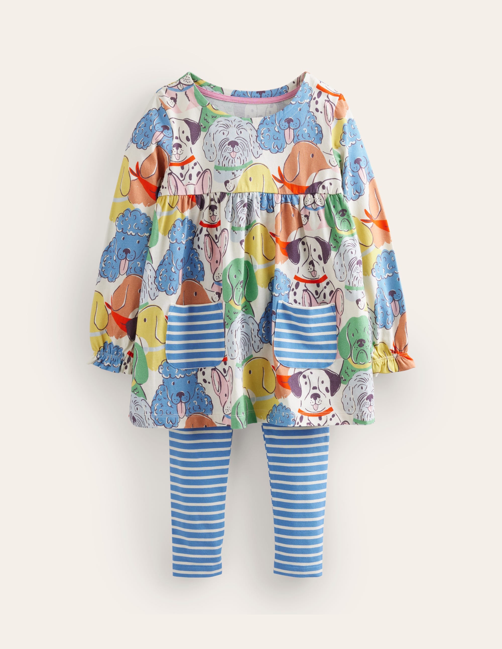 Long Sleeve Printed Tunic Set-Multi Dogs - Image 1