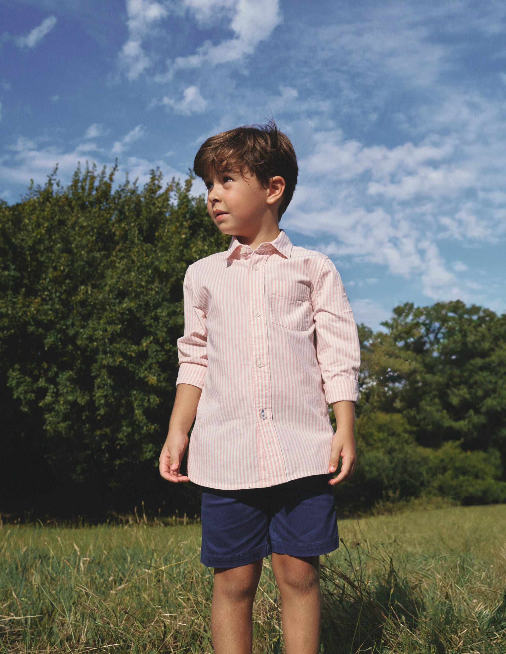 Chemise en coton-Rayé rose français/ivoire - Image 4