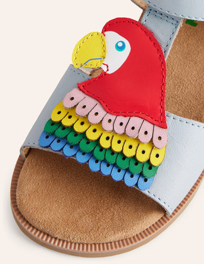 Fun Leather Sandals-Tourmaline Blue Parrot