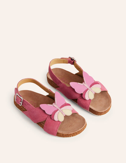 Originelle Sandalen mit gekreuzten Riemen-Rosa Schmetterling