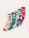 Gerippte Socken im 5er-Pack-Bunt Motive