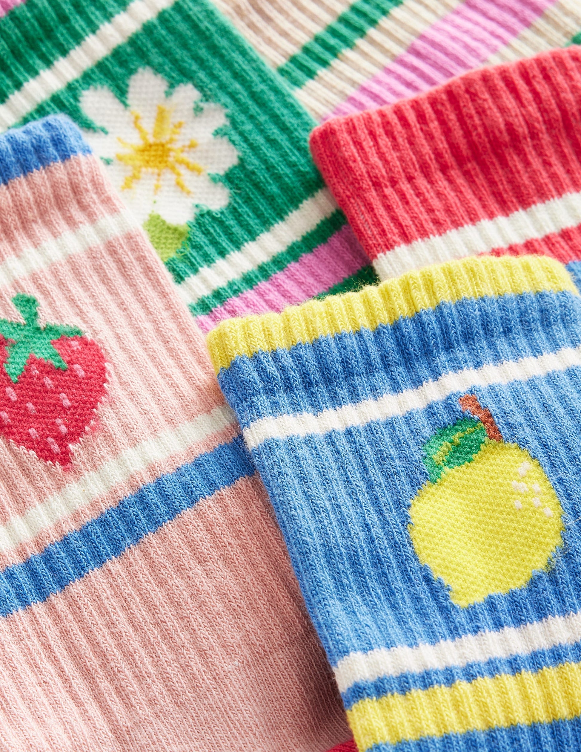 Gerippte Socken im 5er-Pack-Bunt Motive-2