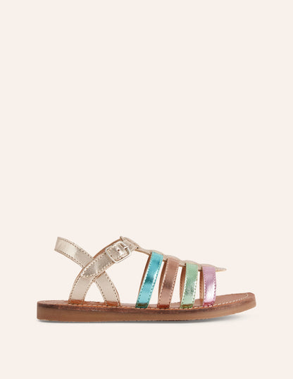 Riemchensandalen in Metallic-Optik-Bunt Ombré Metallic