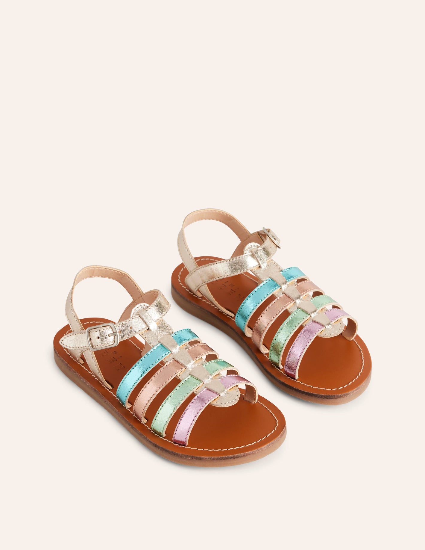 Riemchensandalen in Metallic-Optik-Bunt Ombré Metallic