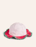 Chapeau fantaisie à bord large-Rose pastèque