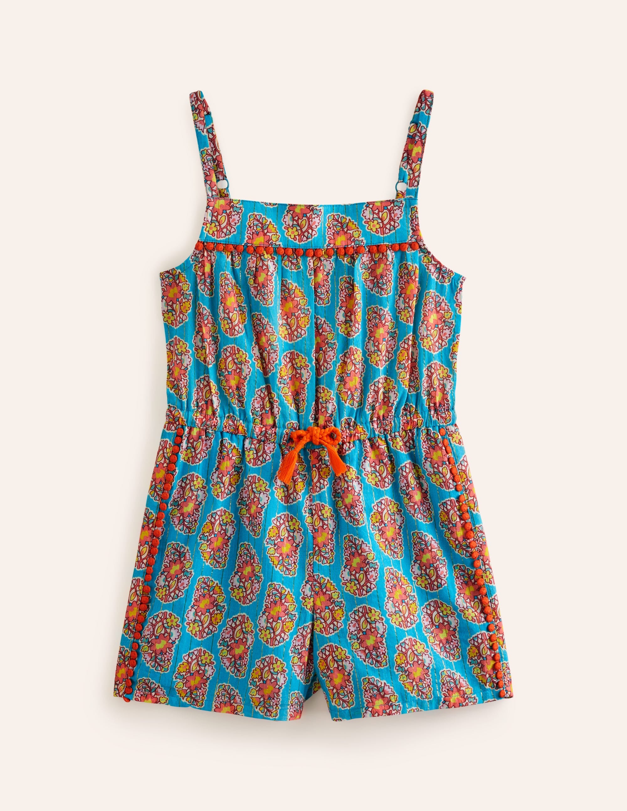 Combishort de vacances tissé-Motif cachemire bleu azur - Image 1