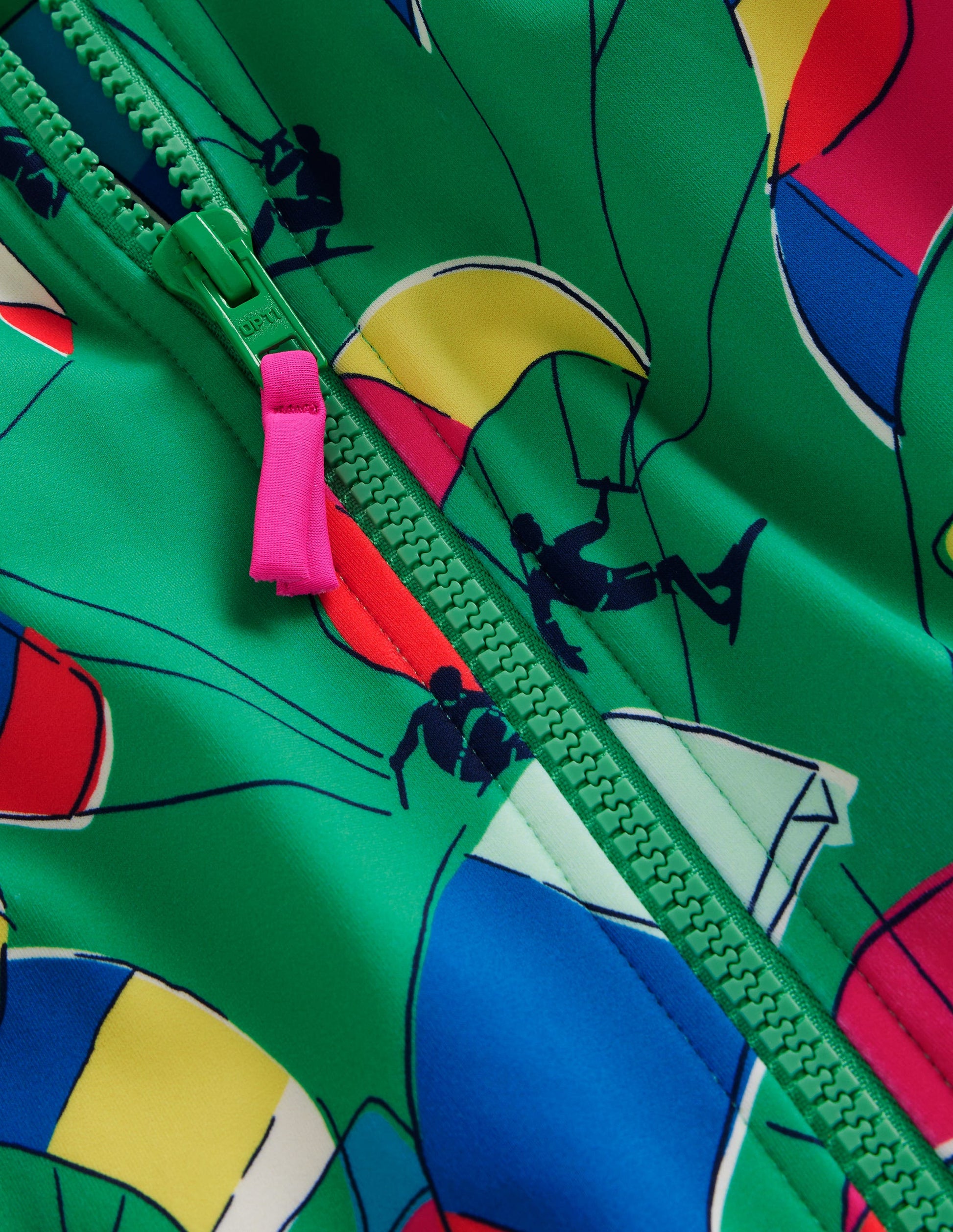 Maillot de bain à manches longues-Kite surfeurs vert petit pois-3