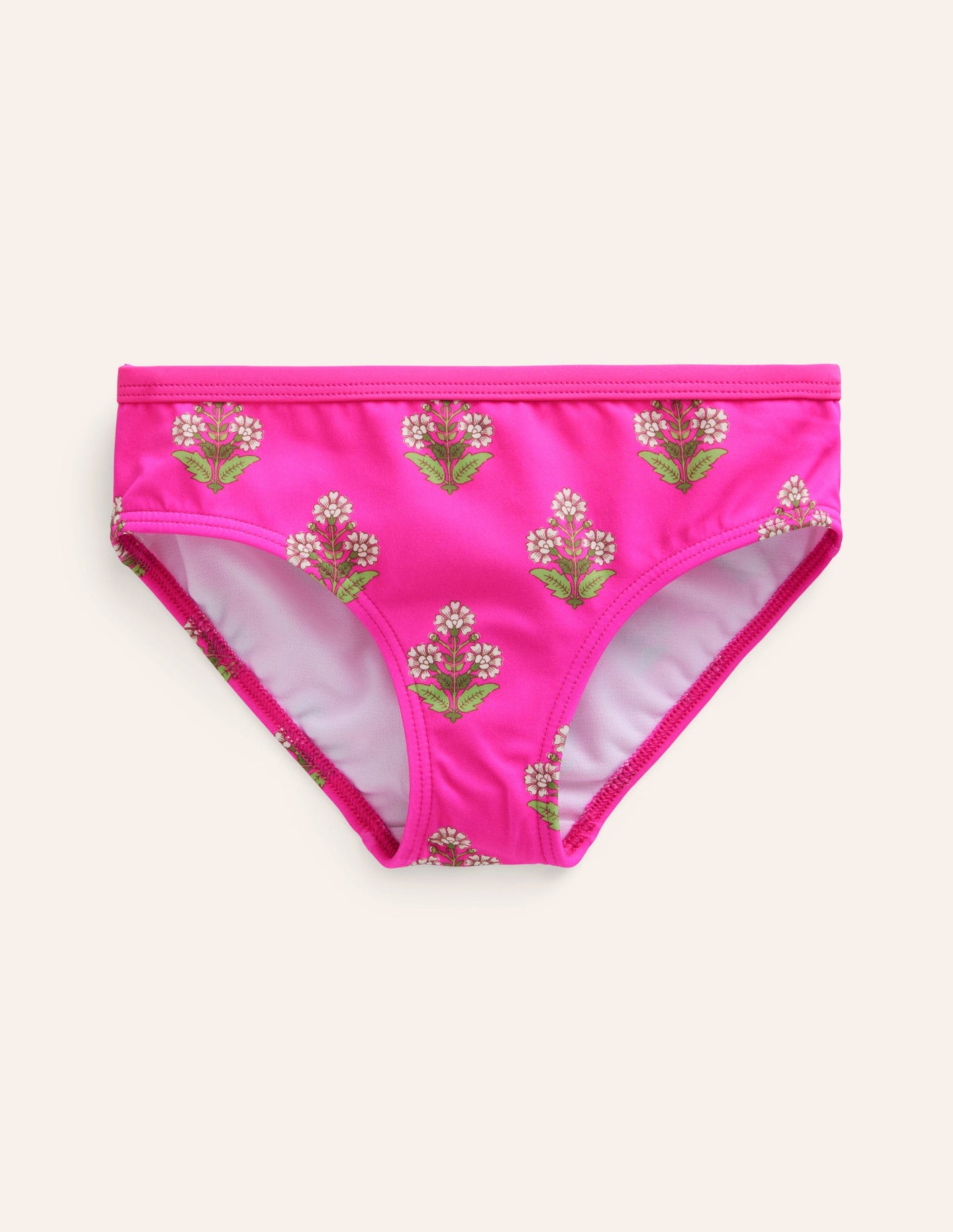 Gemusterte Bikinihose-Pink Kleiner Holzblock