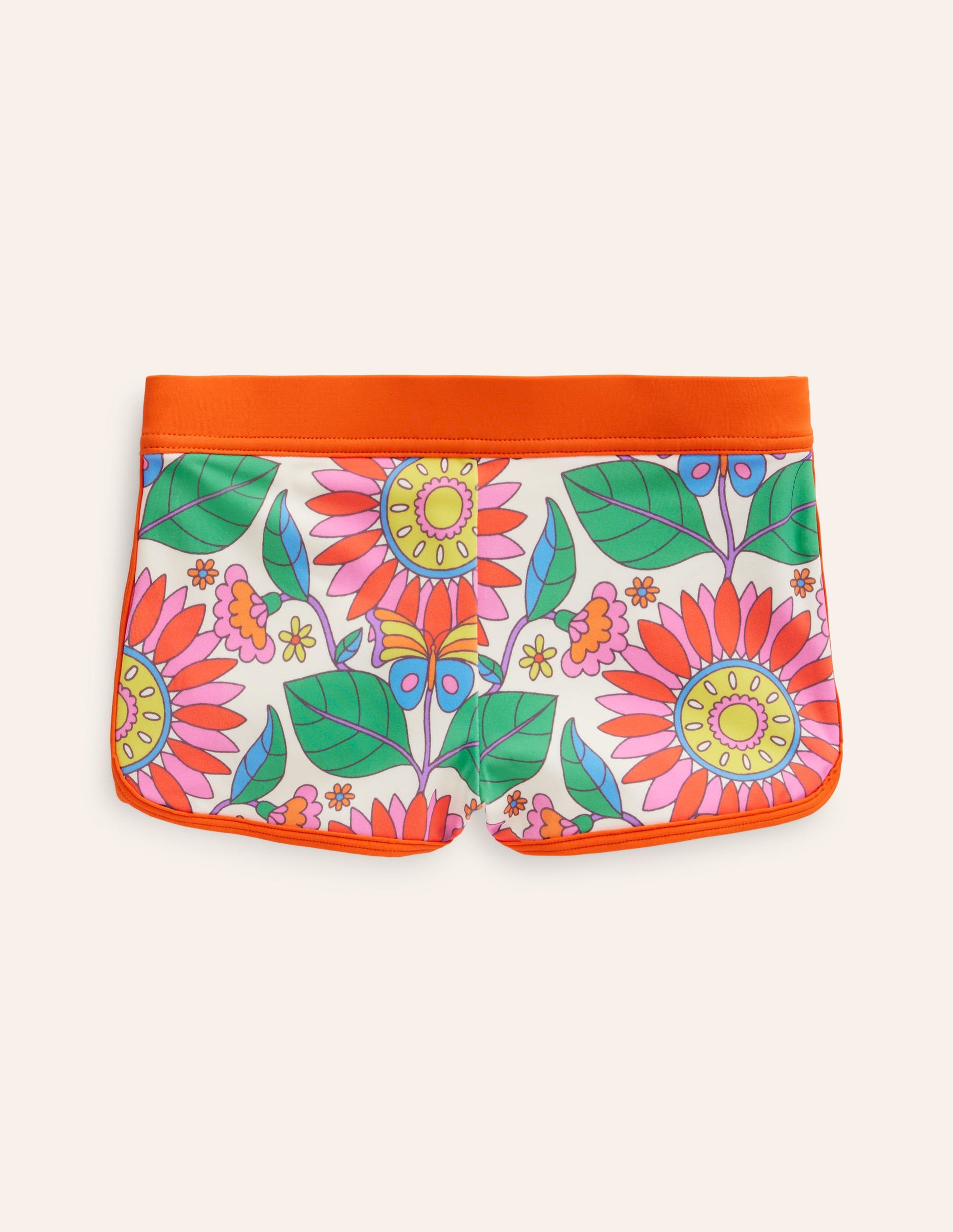 Gemusterte Badeshorts-Bunt Gänseblümchen-1