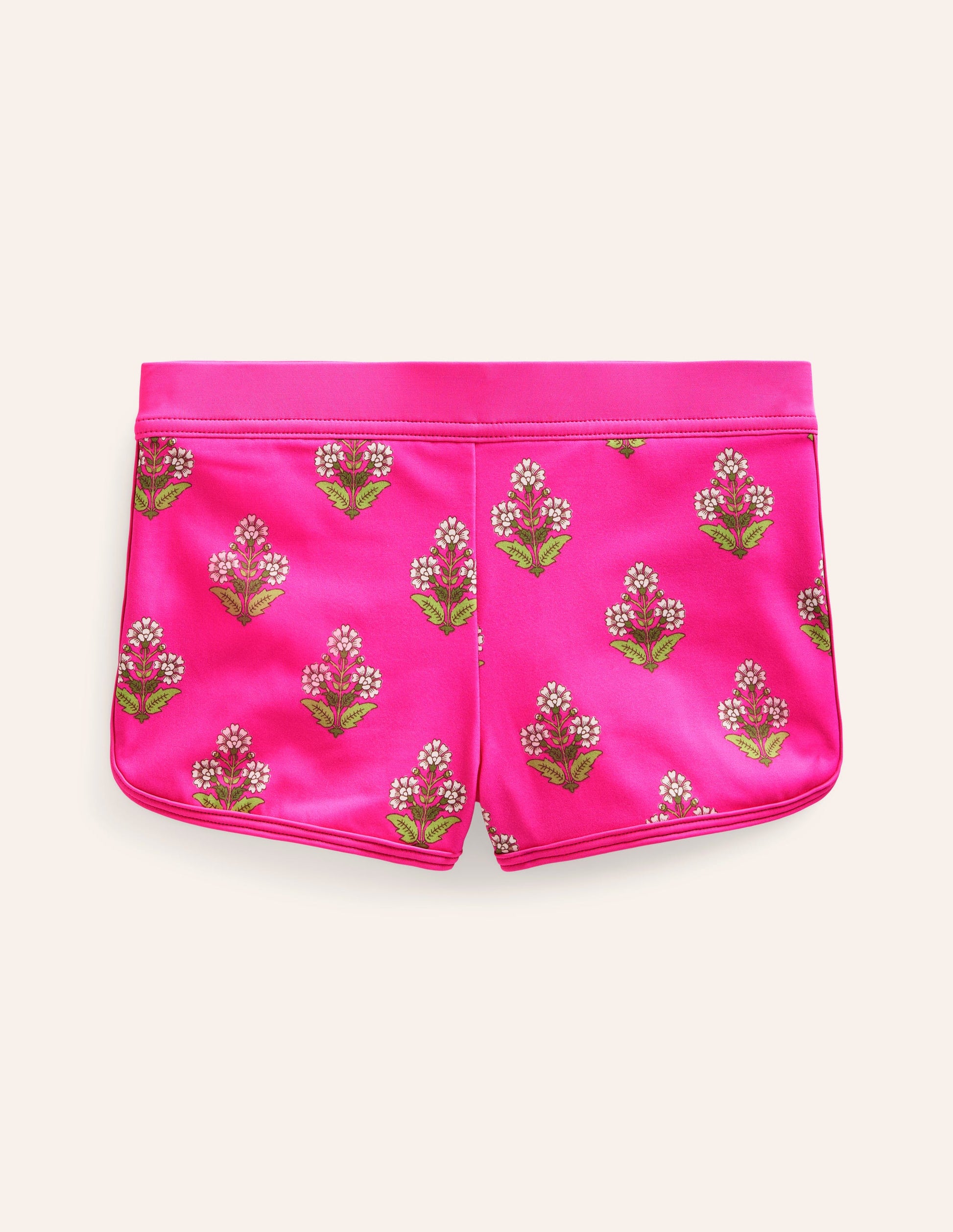 Short de bain à motif-Petit motif xylographique rose-1