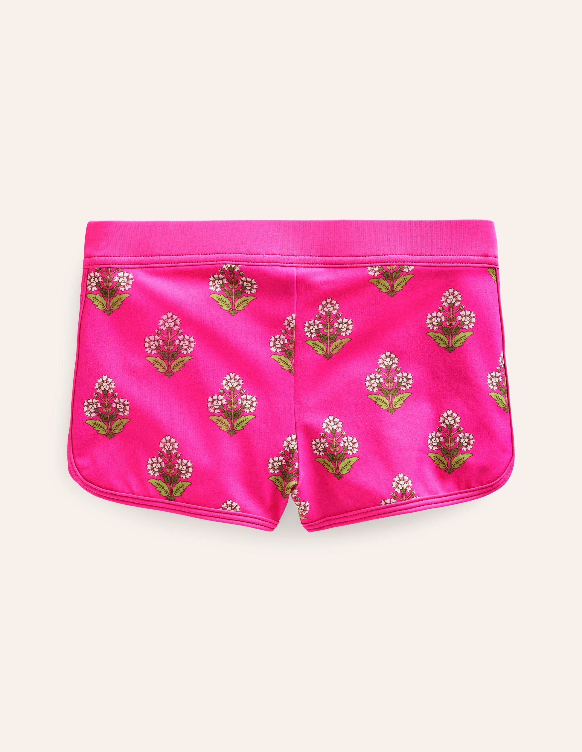 Short de bain à motif-Petit motif xylographique rose-2