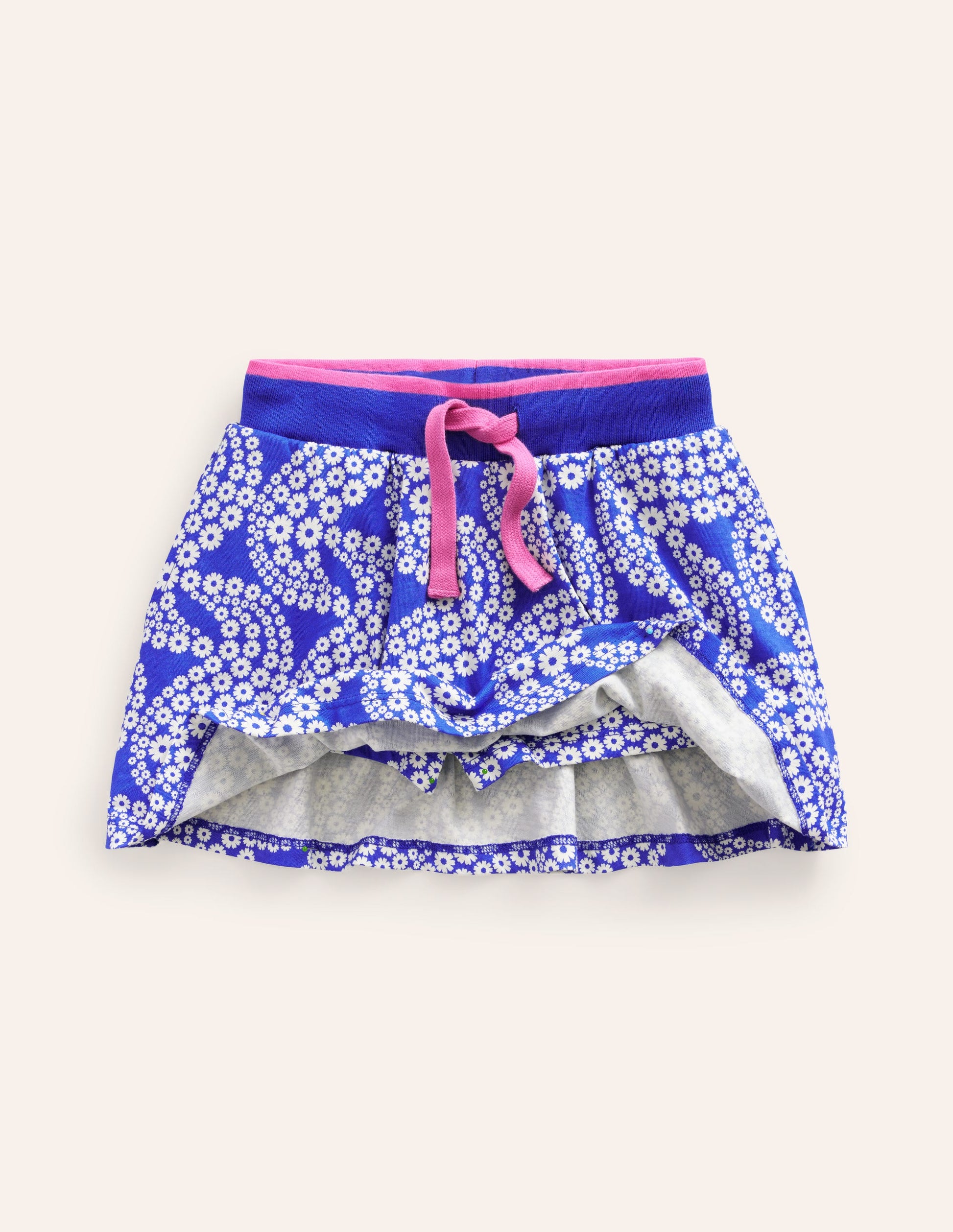 Gemusterter Jersey-Skort-Griechisches Blau Gänseblümchen Welle-4