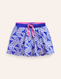 Gemusterter Jersey-Skort-Griechisches Blau Gänseblümchen Welle