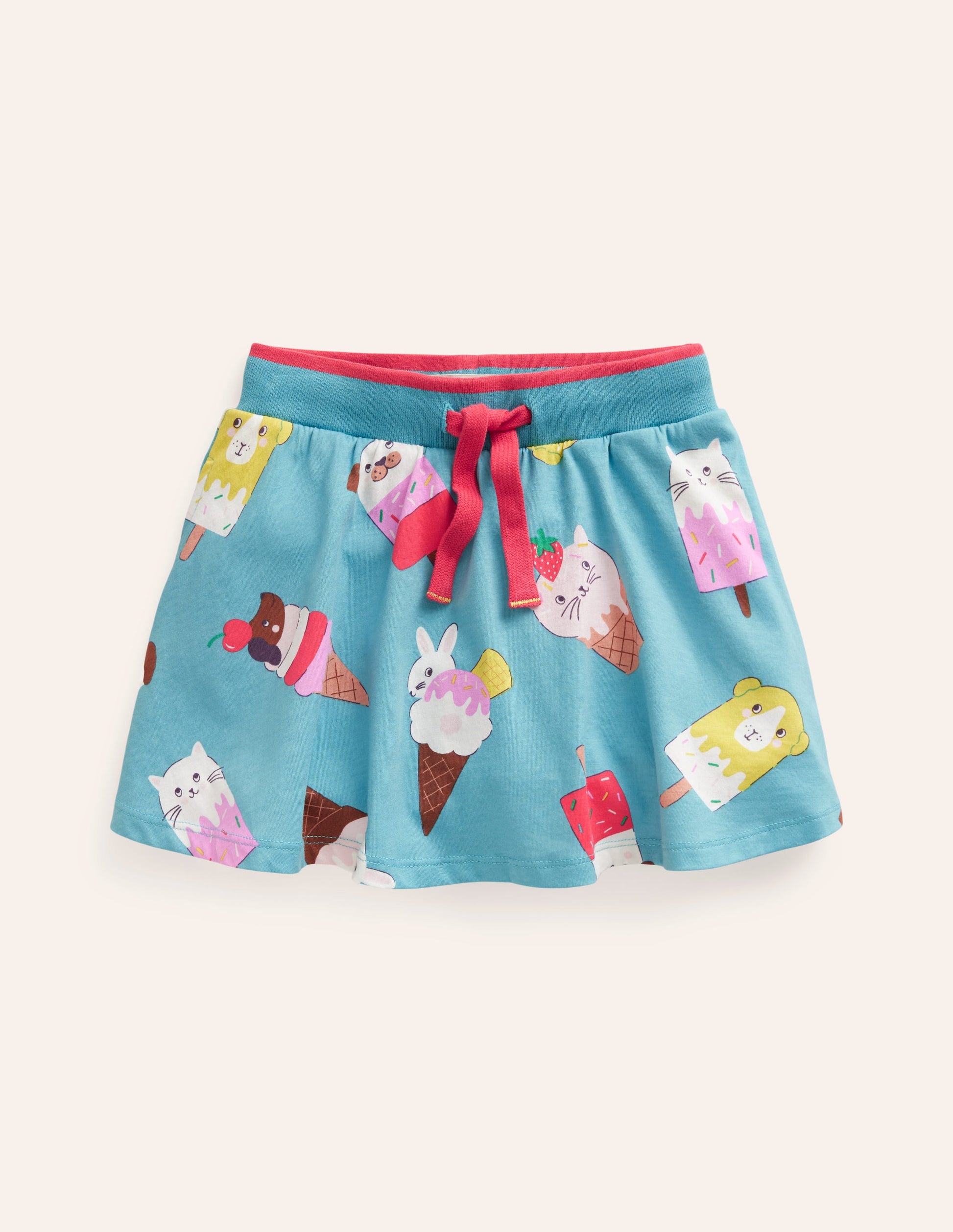 Gemusterter Jersey-Skort-Aqua Meer Eiscreme-1