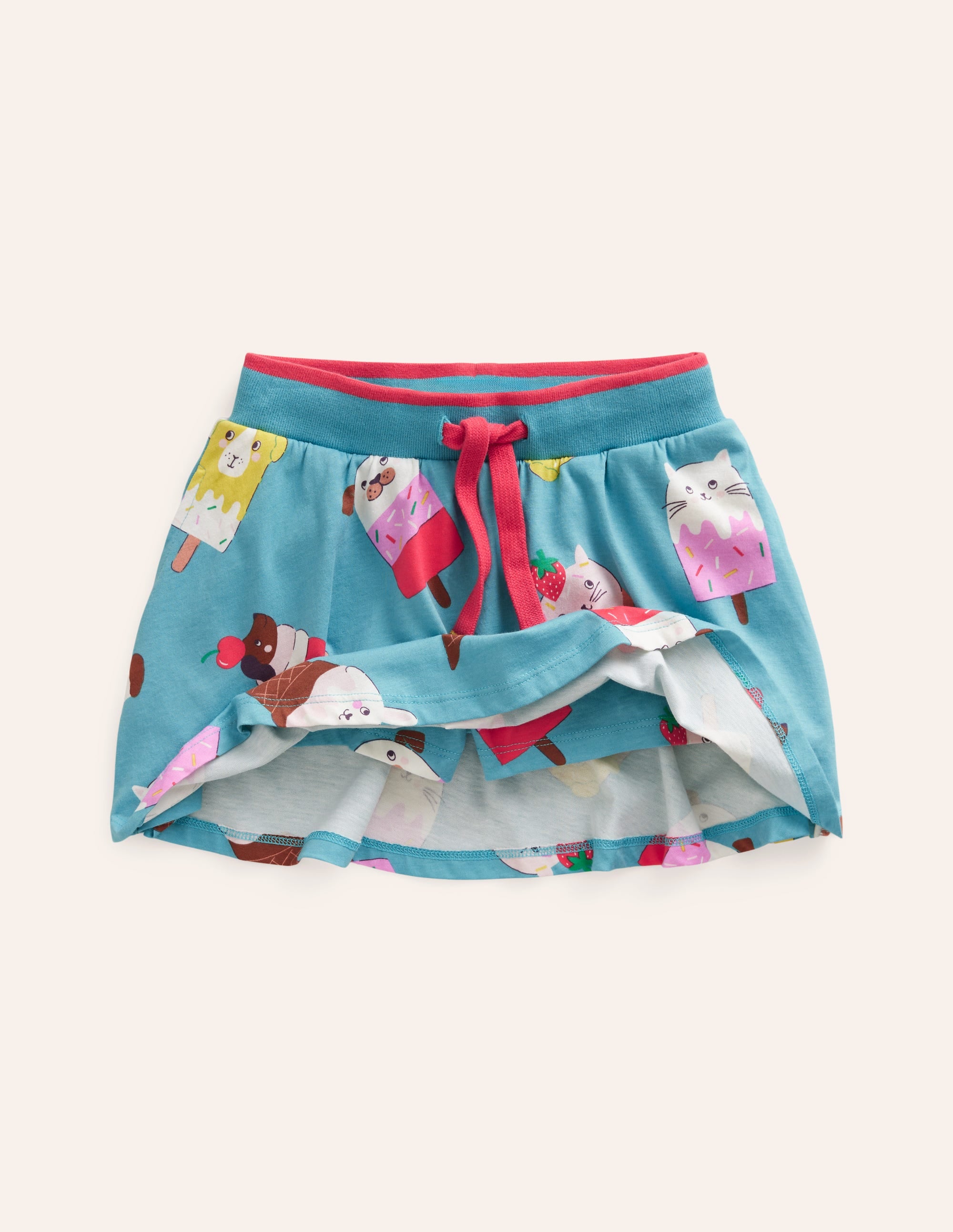 Gemusterter Jersey-Skort-Aqua Meer Eiscreme - Image 4