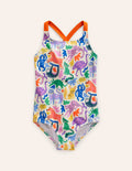 Cross-back Printed Swimsuit-Multi Safari Friends