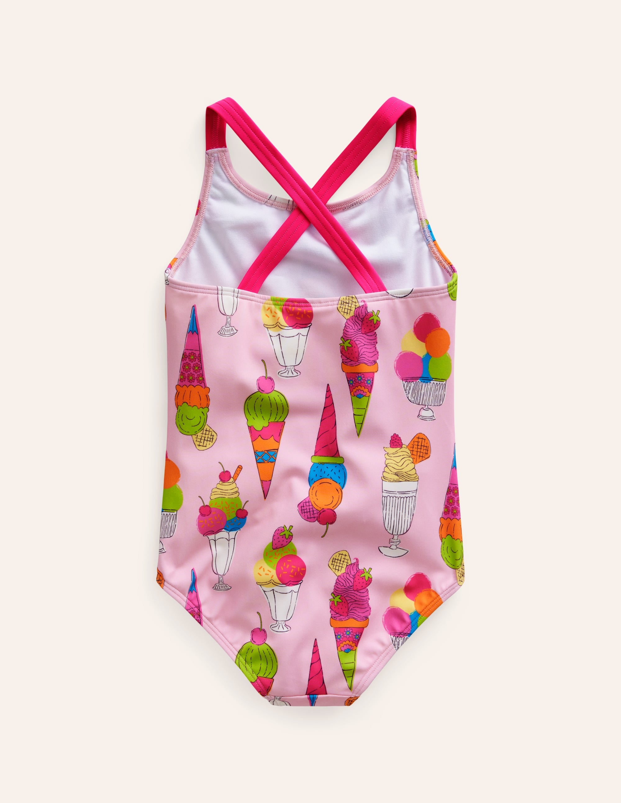 Maillot de bain imprimé croisé dans le dos-Glaces roses - Image 2