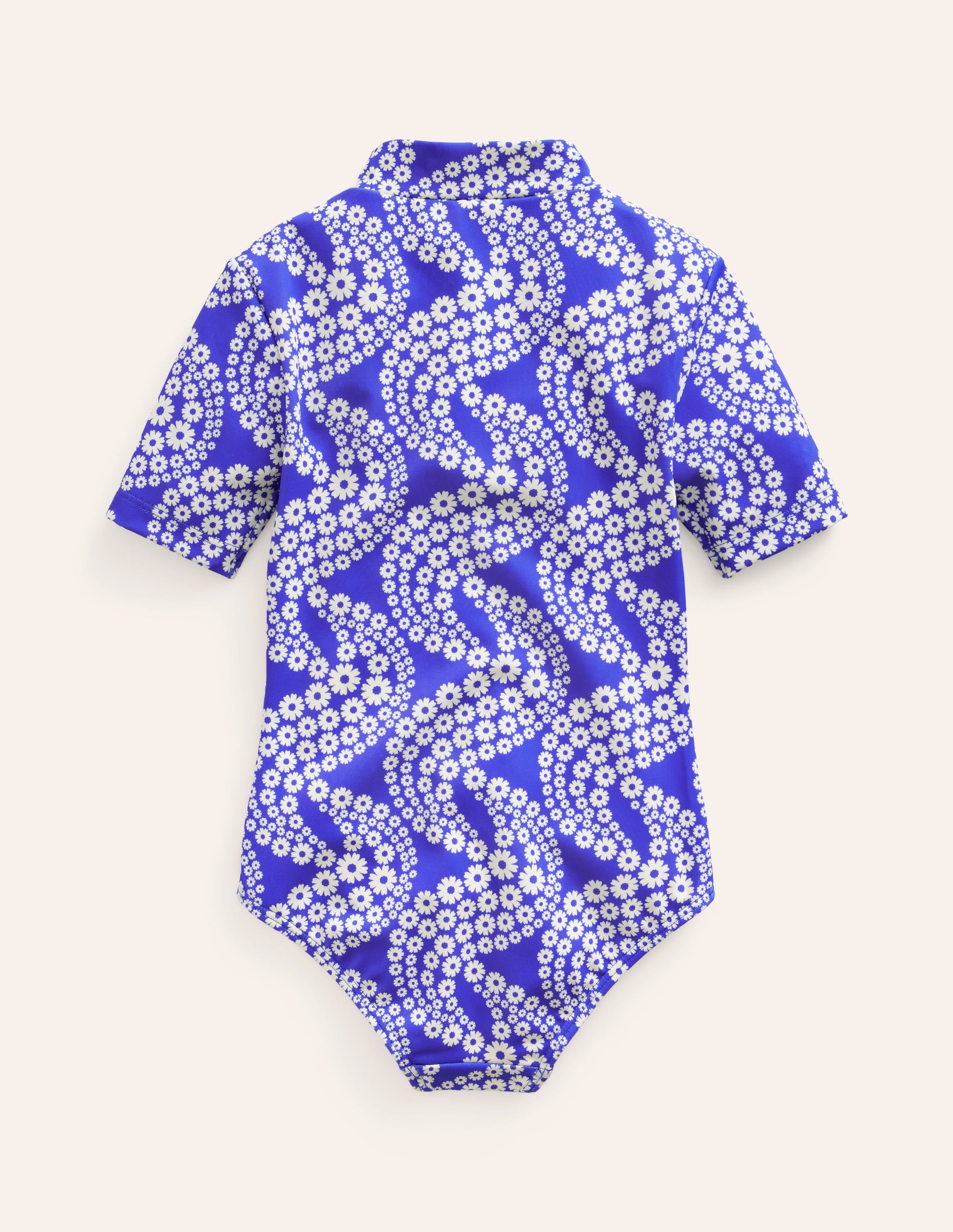 Maillot de bain à manches courtes-Vague pâquerette bleu éblouissant - Image 2