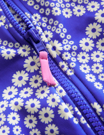 Maillot de bain à manches courtes-Vague pâquerette bleu éblouissant-3