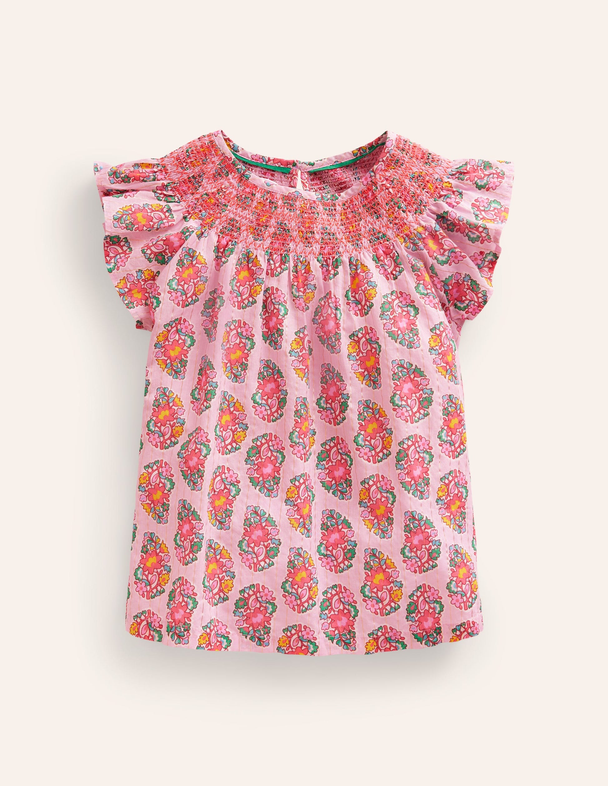 Gewebtes Smokoberteil-Zuckermandel Rosa Paisley-3