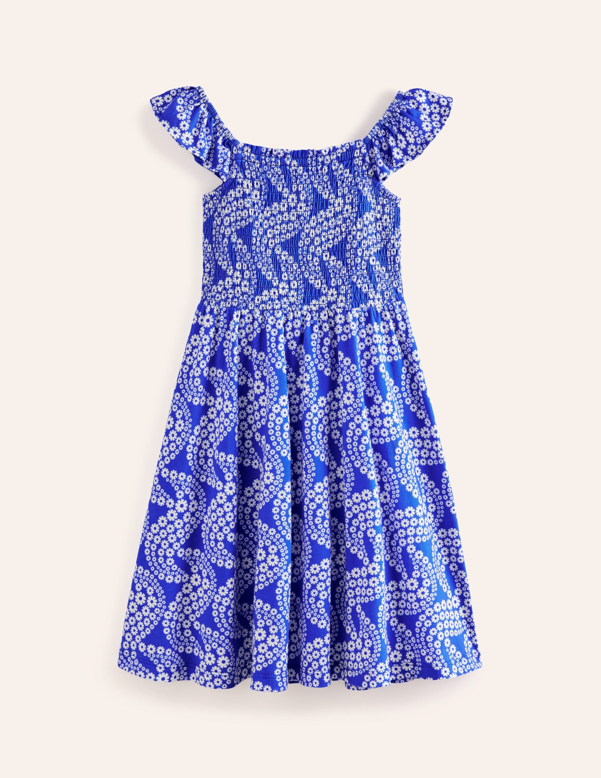 Robe froncée en jersey-Vague pâquerette bleu grec - Image 2