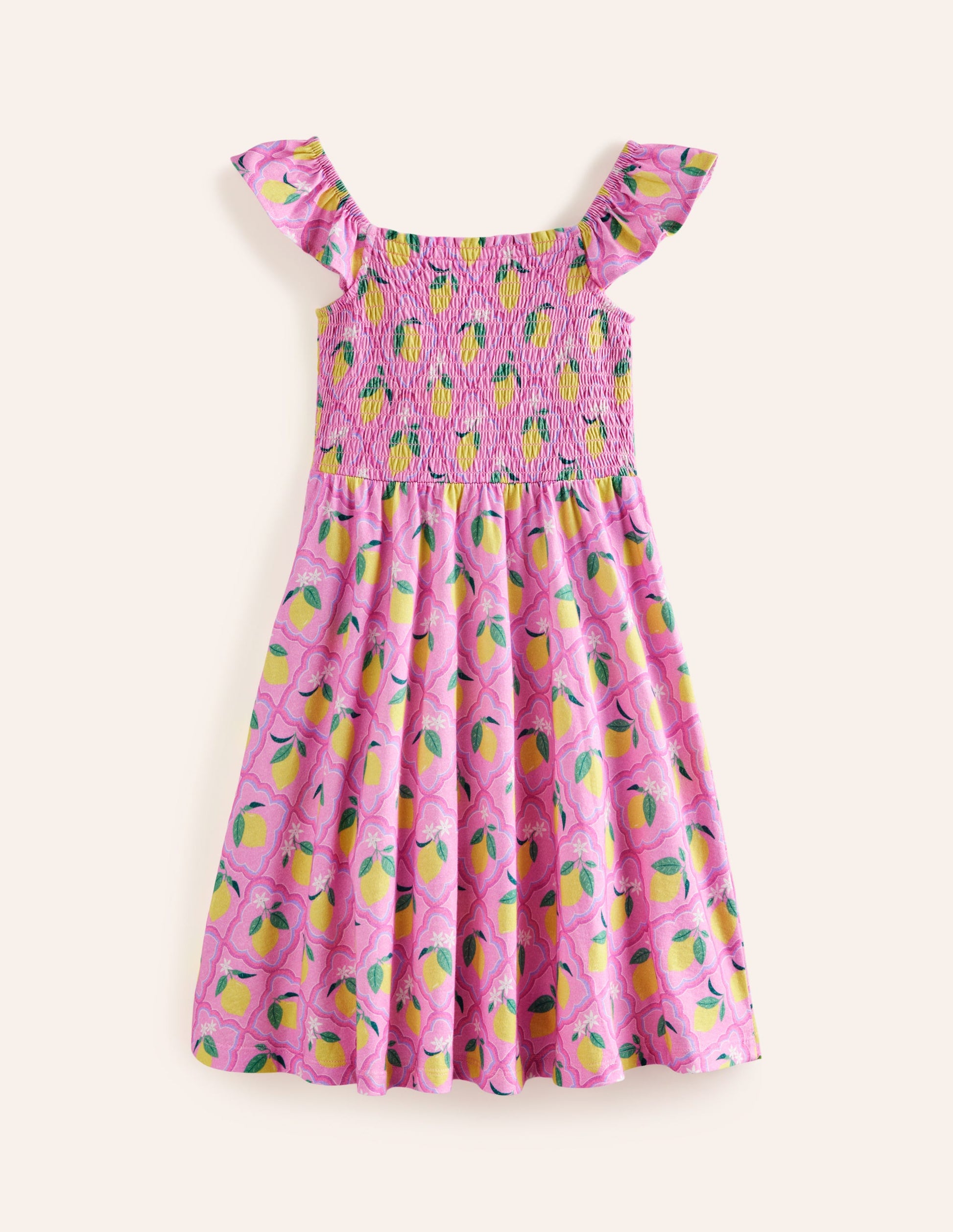 Robe froncée en jersey-Citronneraie rose-2