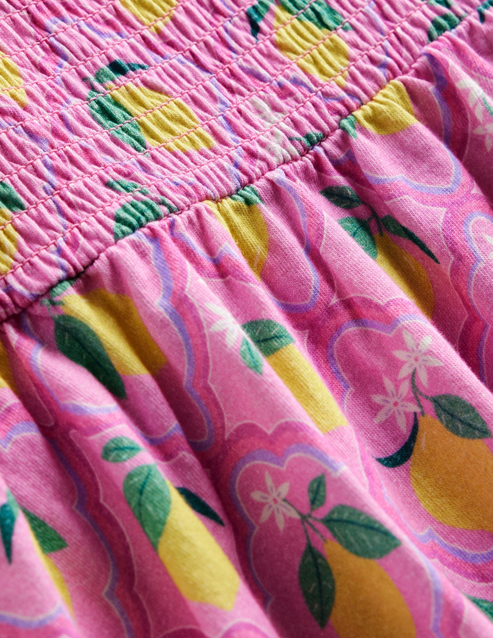 Robe froncée en jersey-Citronneraie rose-3