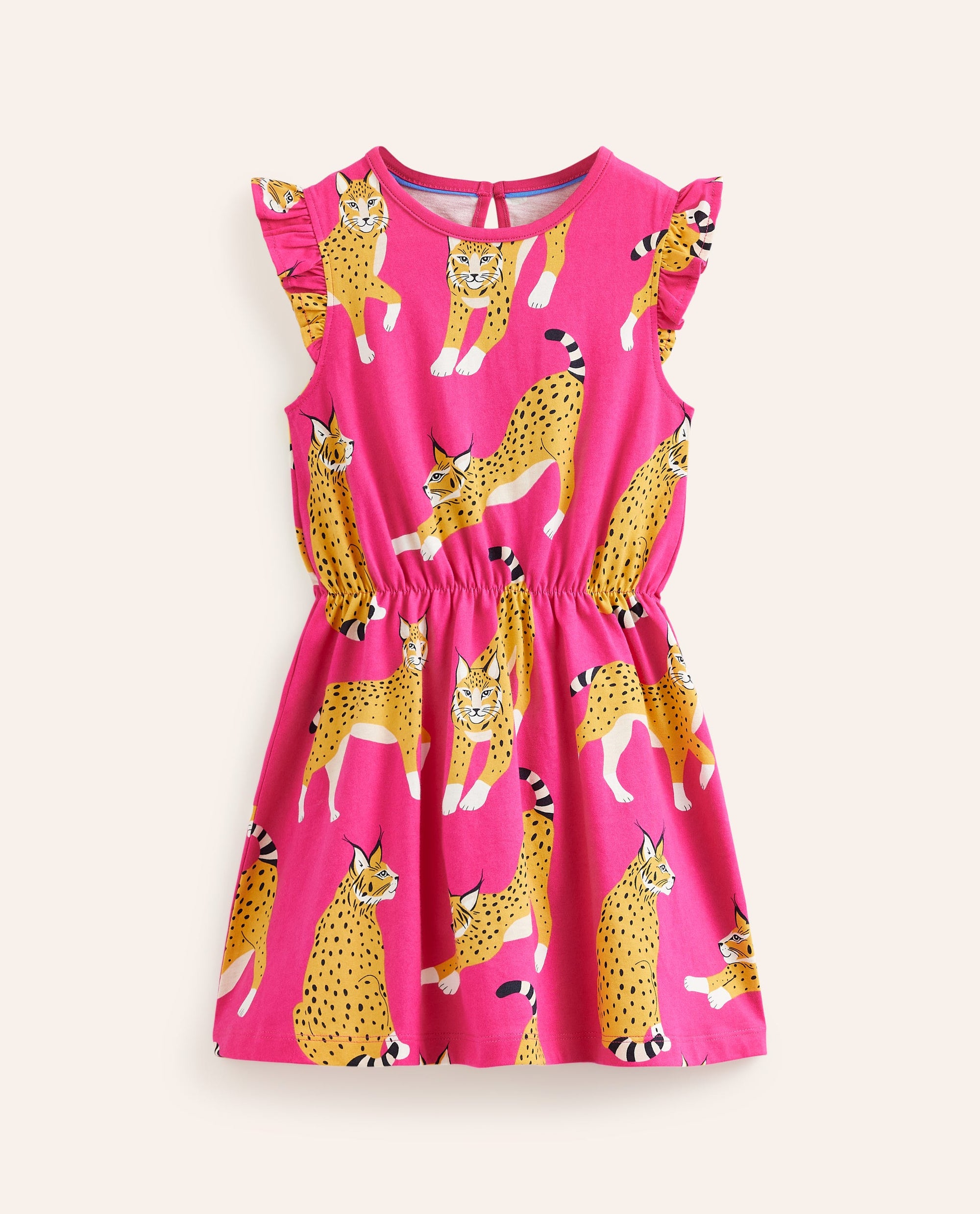 Robe en jersey à manches volantées-Lynx rose - Image 1