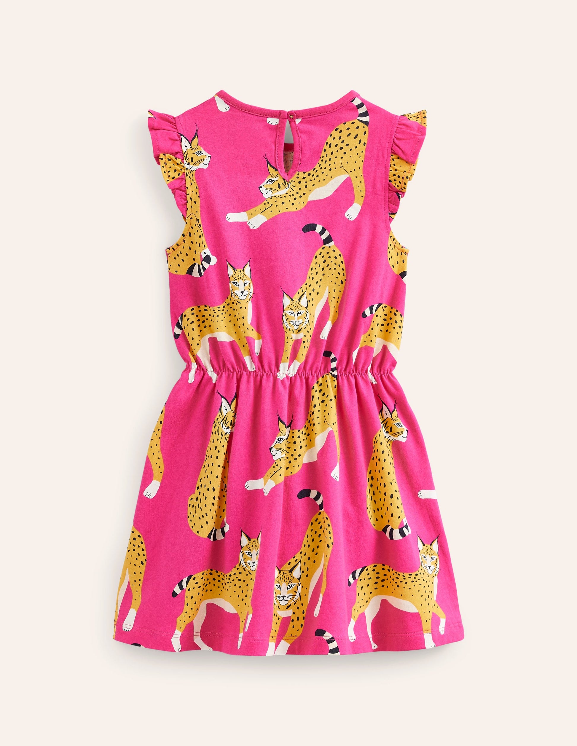 Robe en jersey à manches volantées-Lynx rose-2