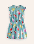 Jerseykleid mit Rüschenärmeln-Aqua Meer Eiscreme