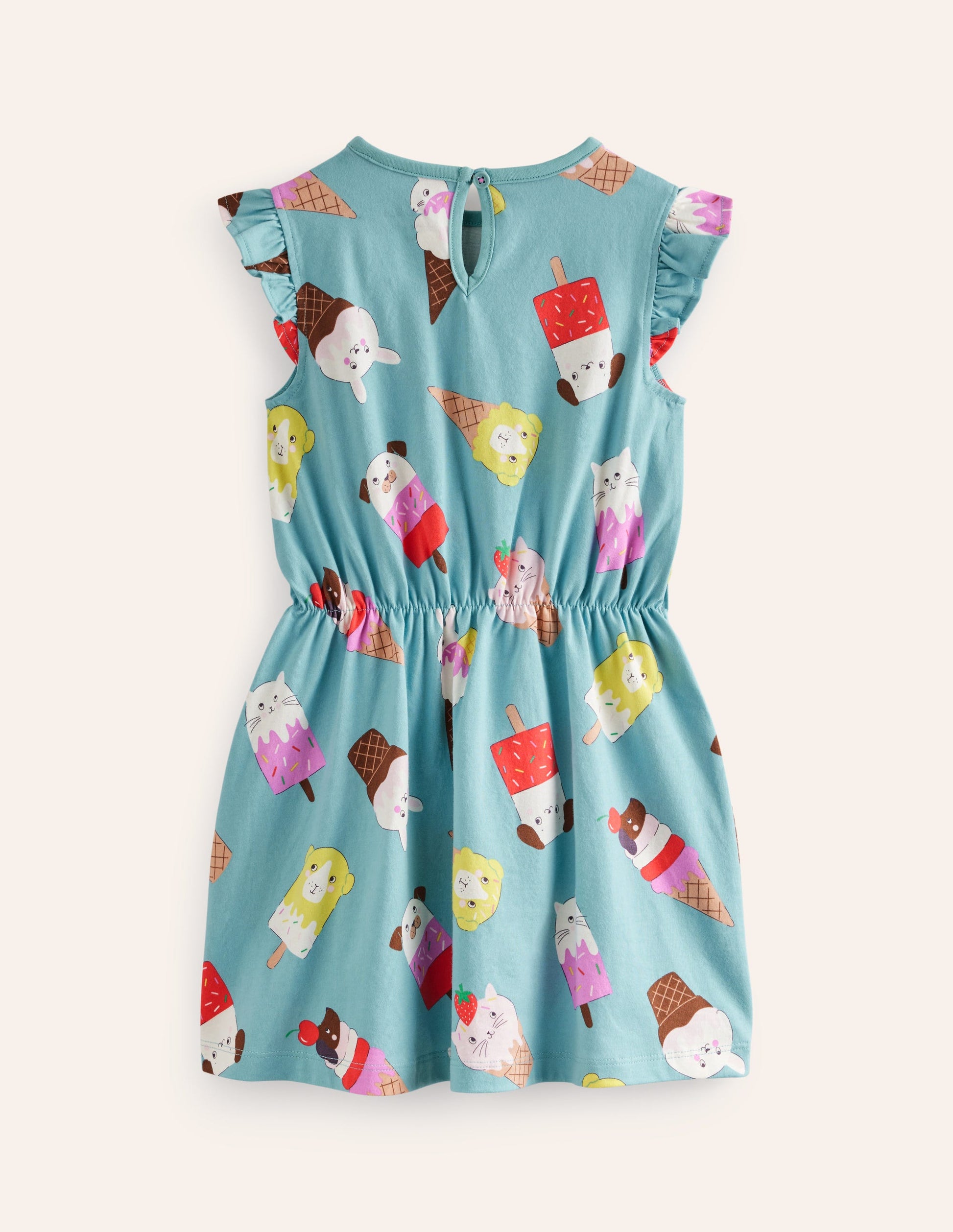 Jerseykleid mit Rüschenärmeln-Aqua Meer Eiscreme-2