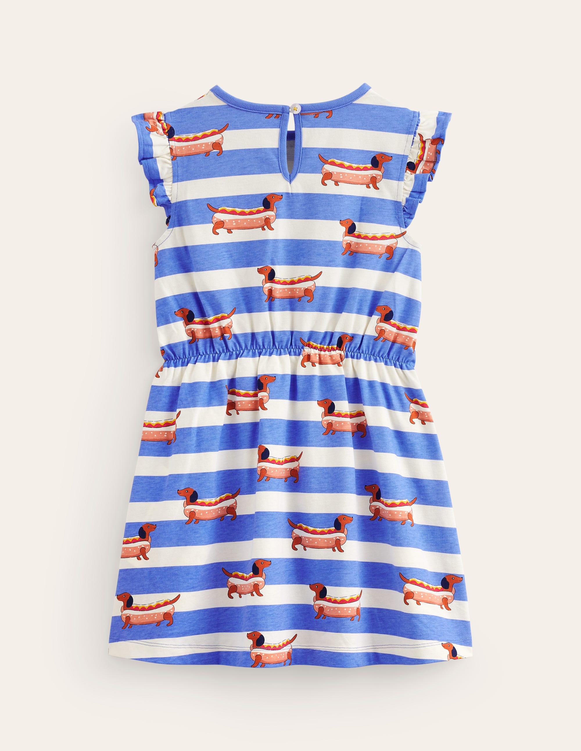 Robe en jersey à manches volantées-Rayé hot-dog bleu écume - Image 2